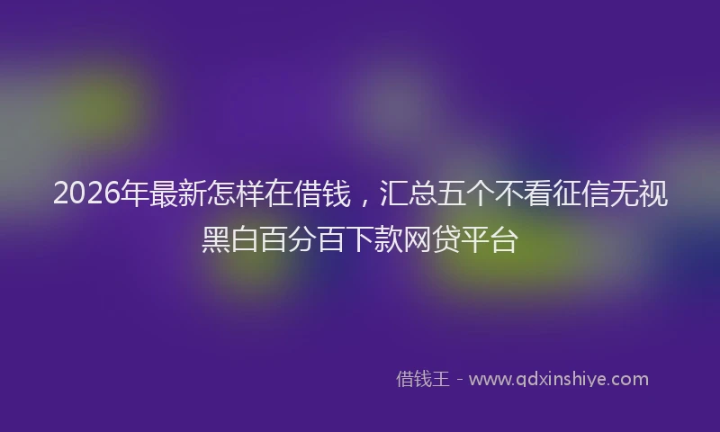 2026年最新怎样在借钱，汇总五个不看征信无视黑白百分百下款网贷平台