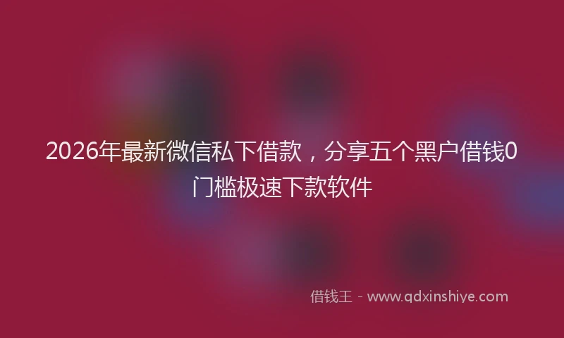 2026年最新微信私下借款，分享五个黑户借钱0门槛极速下款软件