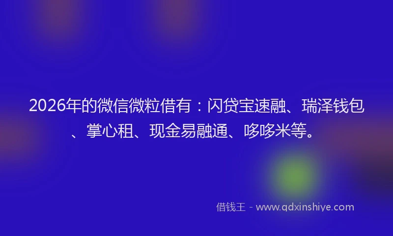 2026年的微信微粒借有：闪贷宝速融、瑞泽钱包、掌心租、现金易融通、哆哆米等。