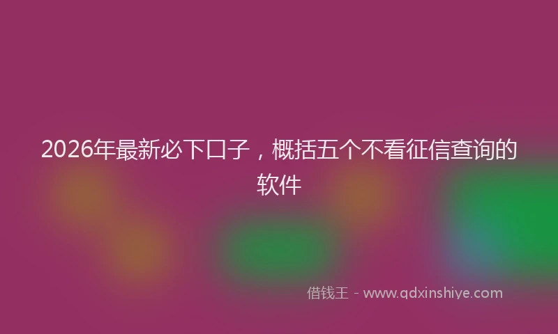 2026年最新必下口子，概括五个不看征信查询的软件
