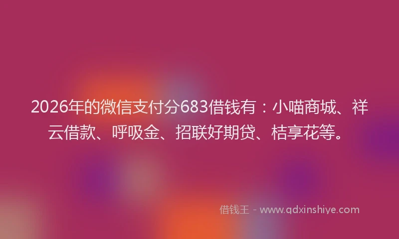 2026年的微信支付分683借钱有：小喵商城、祥云借款、呼吸金、招联好期贷、桔享花等。