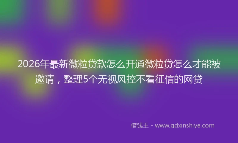 2026年最新微粒贷款怎么开通微粒贷怎么才能被邀请，整理5个无视风控不看征信的网贷