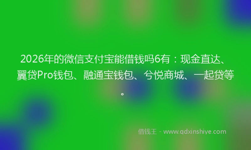 2026年的微信支付宝能借钱吗6有：现金直达、翼贷Pro钱包、融通宝钱包、兮悦商城、一起贷等。