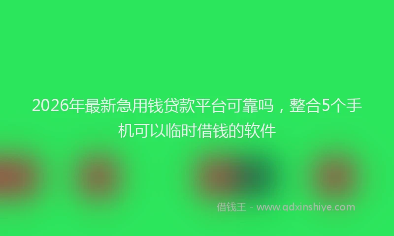 2026年最新急用钱贷款平台可靠吗，整合5个手机可以临时借钱的软件