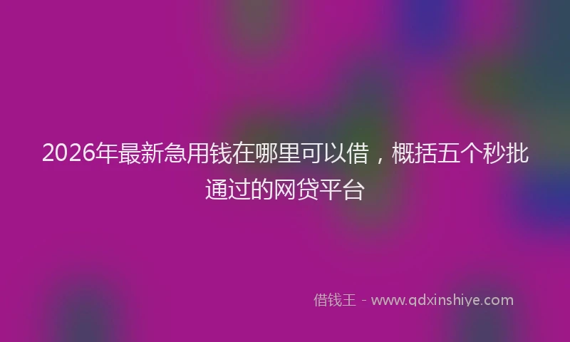 2026年最新急用钱在哪里可以借，概括五个秒批通过的网贷平台