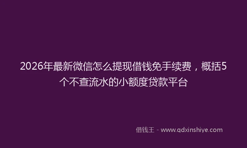 2026年最新微信怎么提现借钱免手续费，概括5个不查流水的小额度贷款平台
