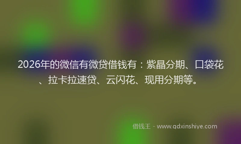 2026年的微信有微贷借钱有：紫晶分期、口袋花、拉卡拉速贷、云闪花、现用分期等。