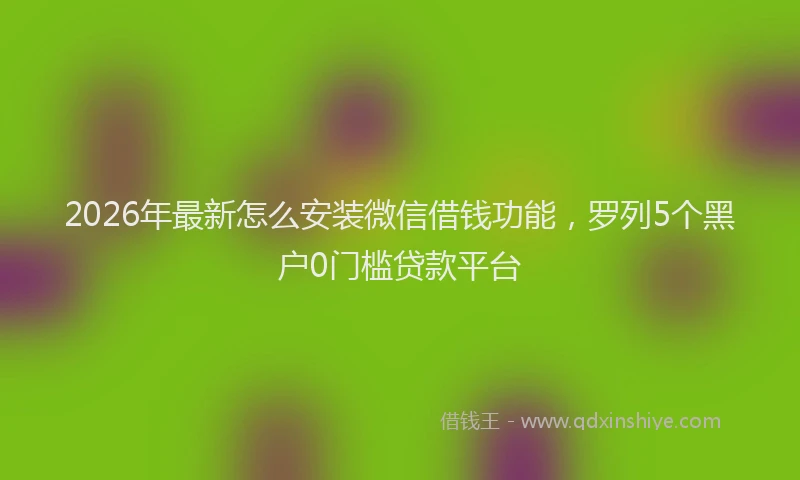 2026年最新怎么安装微信借钱功能，罗列5个黑户0门槛贷款平台