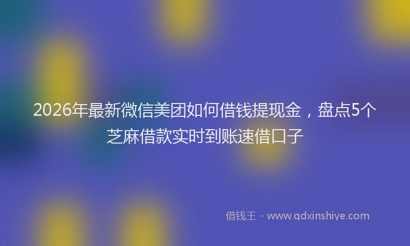 2026年最新微信美团如何借钱提现金，盘点5个芝麻借款实时到账速借口子