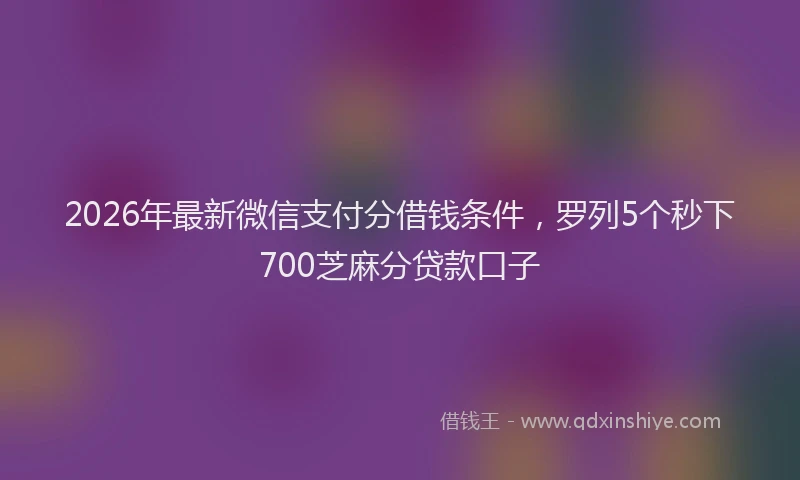 2026年最新微信支付分借钱条件，罗列5个秒下700芝麻分贷款口子