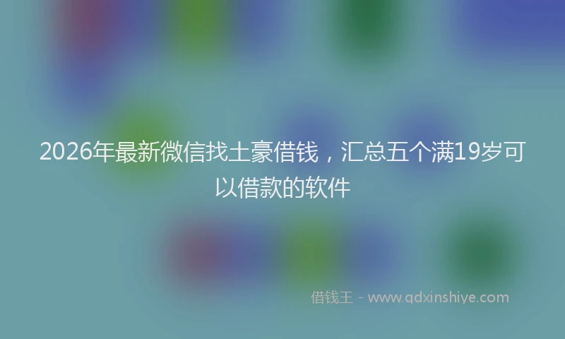 2026年最新微信找土豪借钱，汇总五个满19岁可以借款的软件
