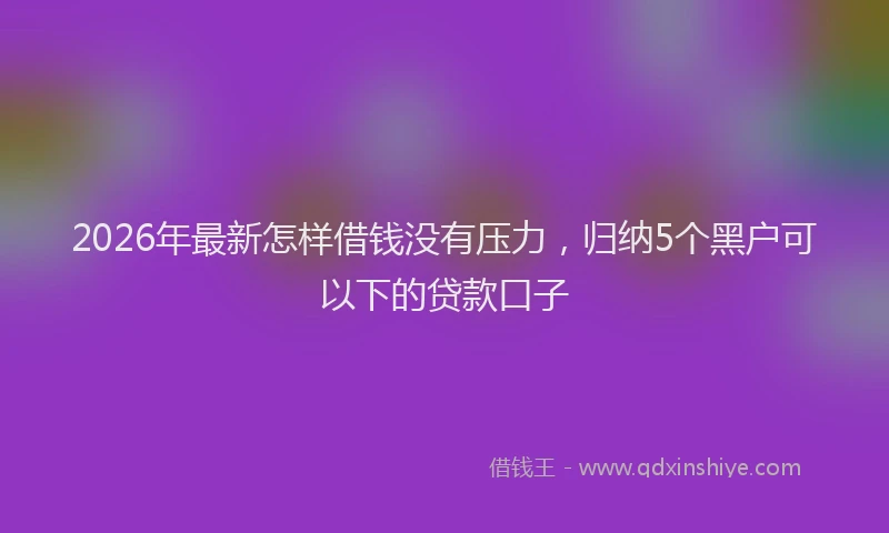 2026年最新怎样借钱没有压力,归纳5个黑户可以下的贷款口子