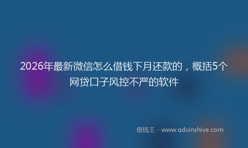 2026年最新微信怎么借钱下月还款的，概括5个网贷口子风控不严的软件