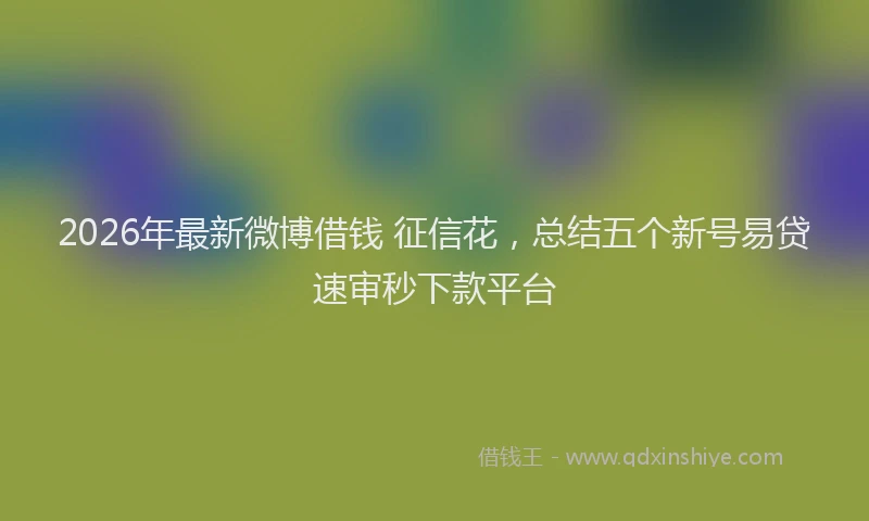 2026年最新微博借钱 征信花，总结五个新号易贷速审秒下款平台