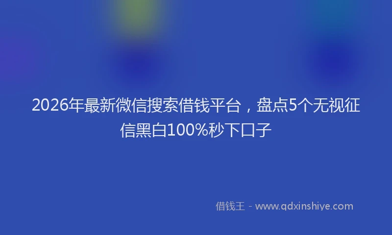 2026年最新微信搜索借钱平台，盘点5个无视征信黑白100%秒下口子