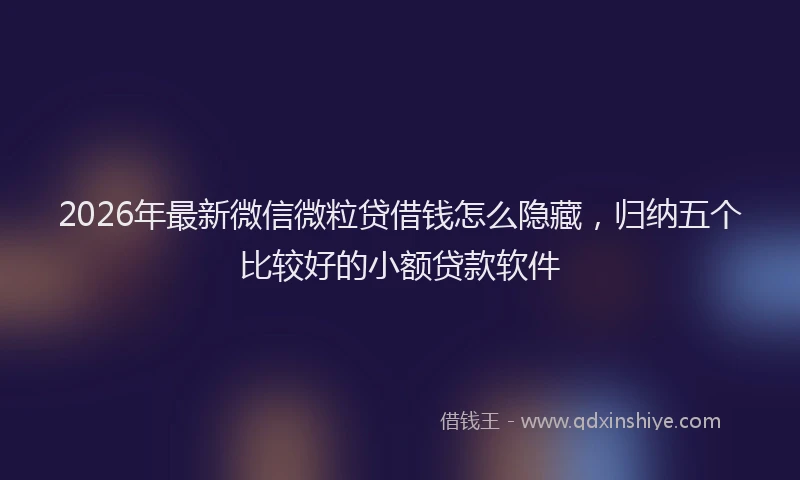 2026年最新微信微粒贷借钱怎么隐藏，归纳五个比较好的小额贷款软件