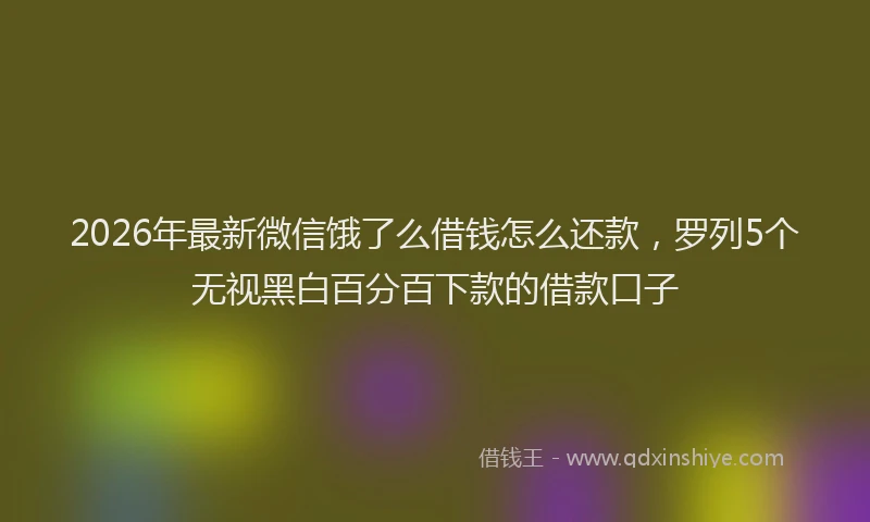 2026年最新微信饿了么借钱怎么还款，罗列5个无视黑白百分百下款的借款口子