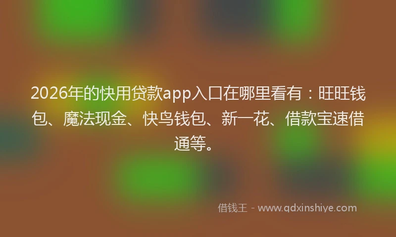 2026年的快用贷款app入口在哪里看有:旺旺钱包、魔法现金、快鸟钱包、新一花、借款宝速借通等。