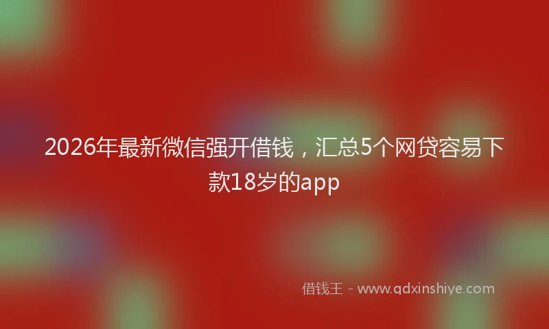 2026年最新微信强开借钱，汇总5个网贷容易下款18岁的app