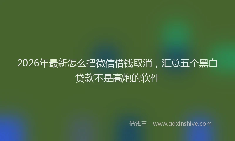 2026年最新怎么把微信借钱取消，汇总五个黑白贷款不是高炮的软件