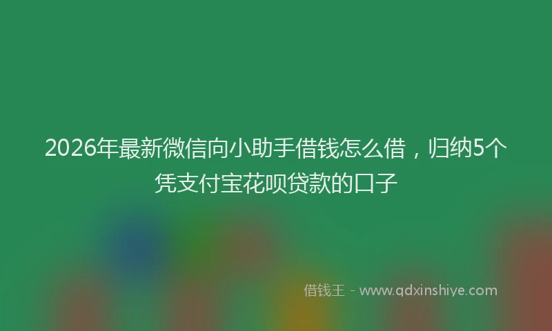 2026年最新微信向小助手借钱怎么借，归纳5个凭支付宝花呗贷款的口子