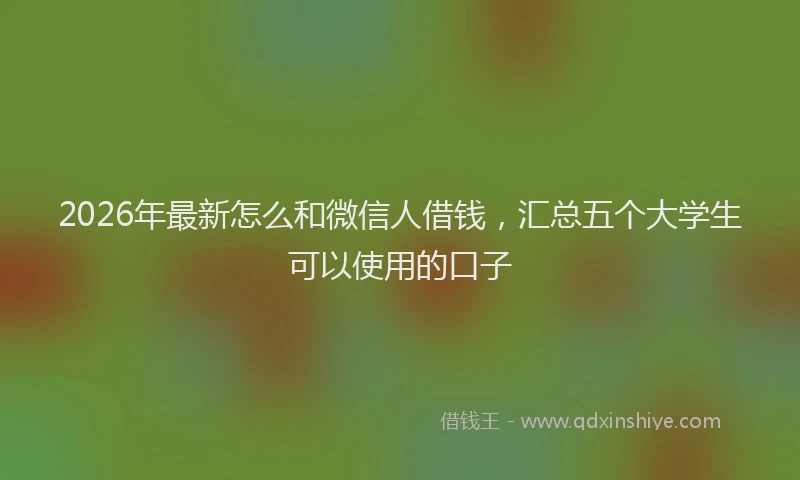 2026年最新怎么和微信人借钱，汇总五个大学生可以使用的口子