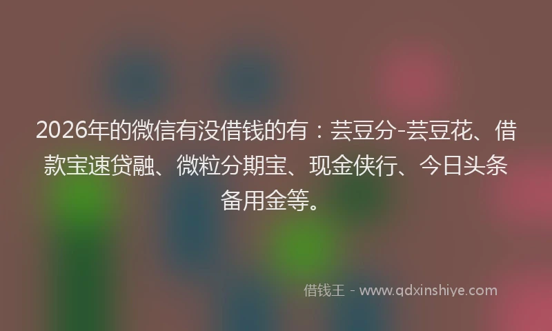 2026年的微信有没借钱的有：芸豆分-芸豆花、借款宝速贷融、微粒分期宝、现金侠行、今日头条备用金等。