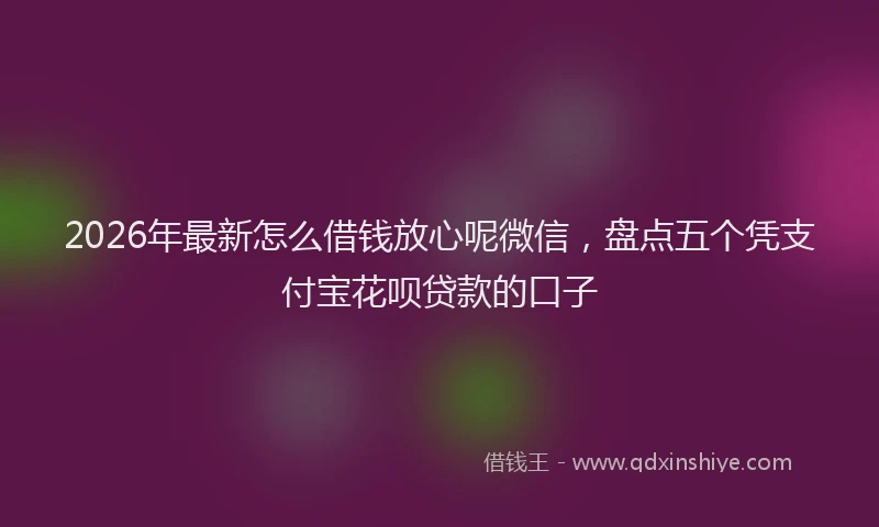 2026年最新怎么借钱放心呢微信，盘点五个凭支付宝花呗贷款的口子