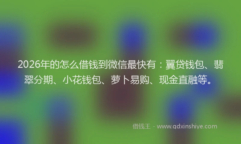 2026年的怎么借钱到微信最快有：翼贷钱包、翡翠分期、小花钱包、萝卜易购、现金直融等。