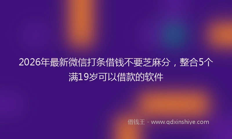 2026年最新微信打条借钱不要芝麻分，整合5个满19岁可以借款的软件