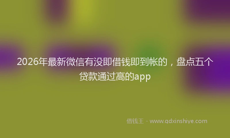 2026年最新微信有没即借钱即到帐的，盘点五个贷款通过高的app