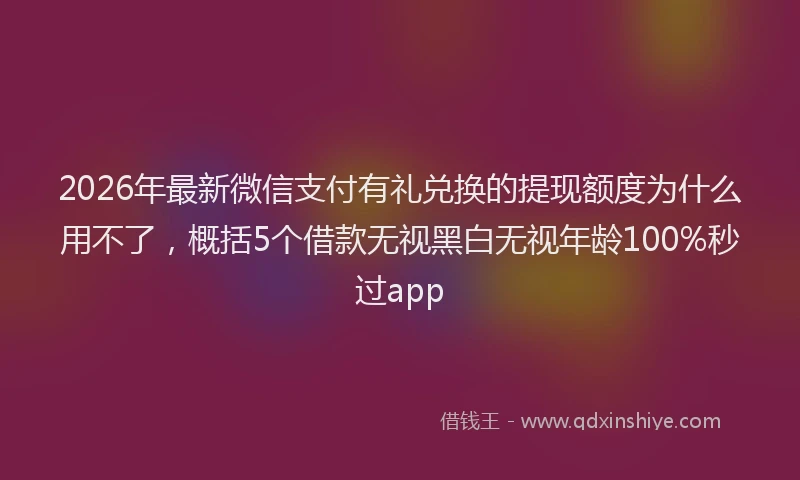 2026年最新微信支付有礼兑换的提现额度为什么用不了，概括5个借款无视黑白无视年龄100%秒过app