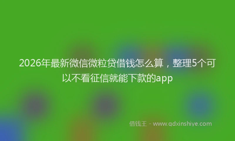 2026年最新微信微粒贷借钱怎么算，整理5个可以不看征信就能下款的app