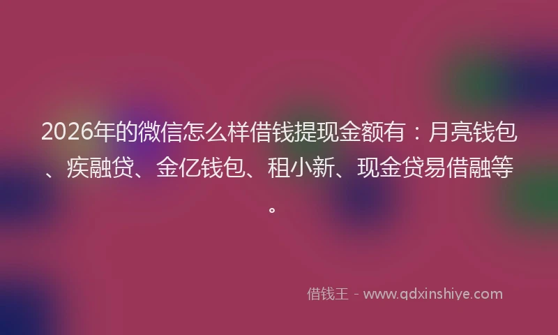 2026年的微信怎么样借钱提现金额有：月亮钱包、疾融贷、金亿钱包、租小新、现金贷易借融等。