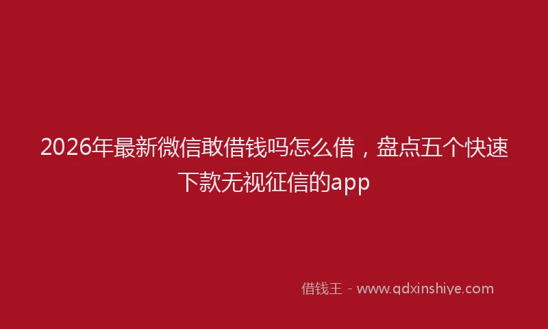 2026年最新微信敢借钱吗怎么借，盘点五个快速下款无视征信的app