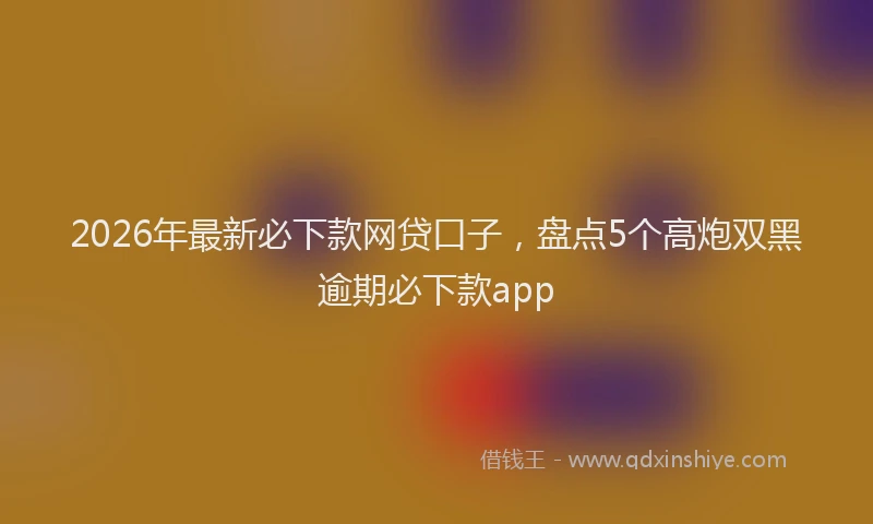 2026年最新必下款网贷口子，盘点5个高炮双黑逾期必下款app