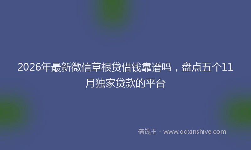 2026年最新微信草根贷借钱靠谱吗，盘点五个11月独家贷款的平台