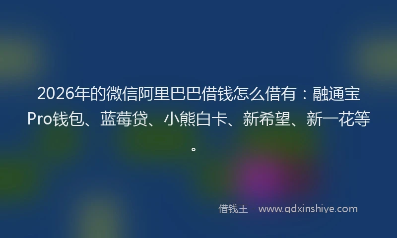 2026年的微信阿里巴巴借钱怎么借有：融通宝Pro钱包、蓝莓贷、小熊白卡、新希望、新一花等。