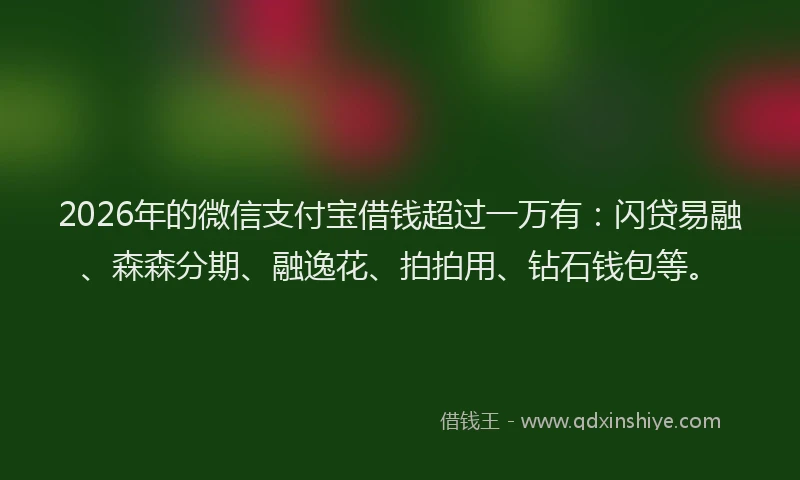 2026年的微信支付宝借钱超过一万有：闪贷易融、森森分期、融逸花、拍拍用、钻石钱包等。