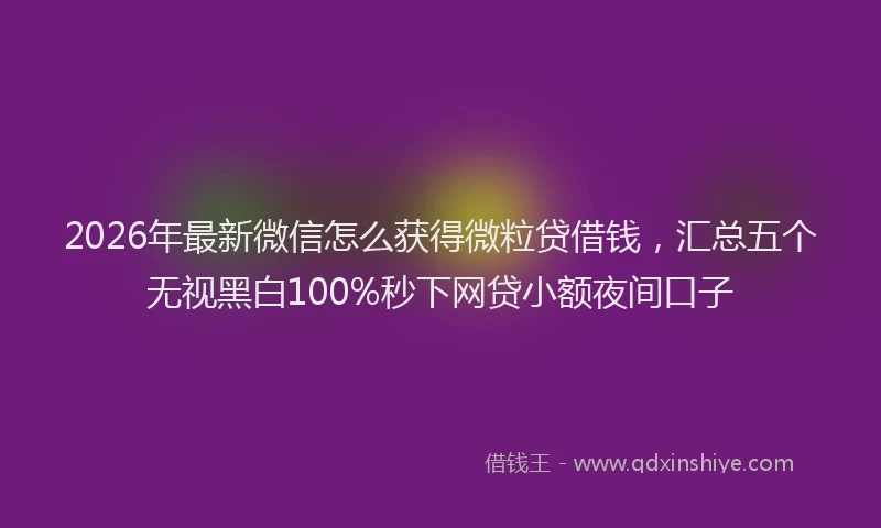 2026年最新微信怎么获得微粒贷借钱，汇总五个无视黑白100%秒下网贷小额夜间口子