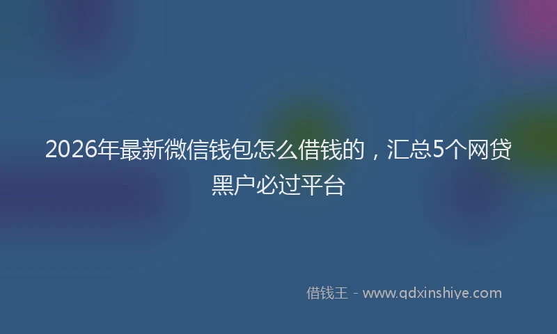 2026年最新微信钱包怎么借钱的，汇总5个网贷黑户必过平台