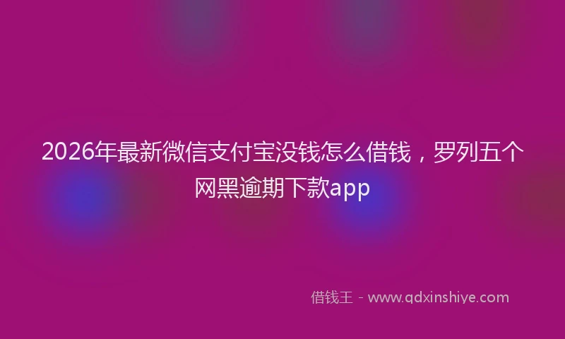 2026年最新微信支付宝没钱怎么借钱，罗列五个网黑逾期下款app