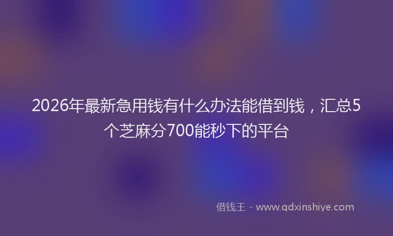 2026年最新急用钱有什么办法能借到钱,汇总5个芝麻分700能秒下的平台