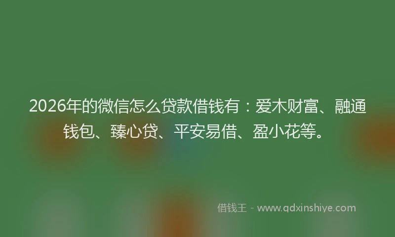 2026年的微信怎么贷款借钱有：爱木财富、融通钱包、臻心贷、平安易借、盈小花等。