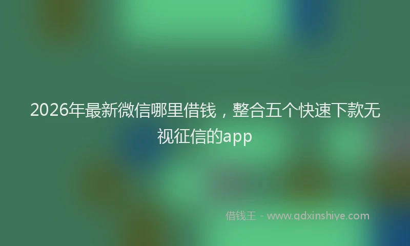 2026年最新微信哪里借钱，整合五个快速下款无视征信的app