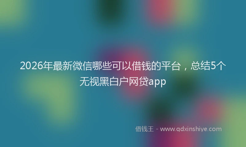 2026年最新微信哪些可以借钱的平台，总结5个无视黑白户网贷app