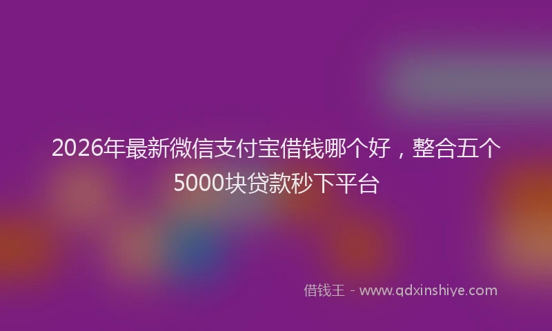 2026年最新微信支付宝借钱哪个好，整合五个5000块贷款秒下平台