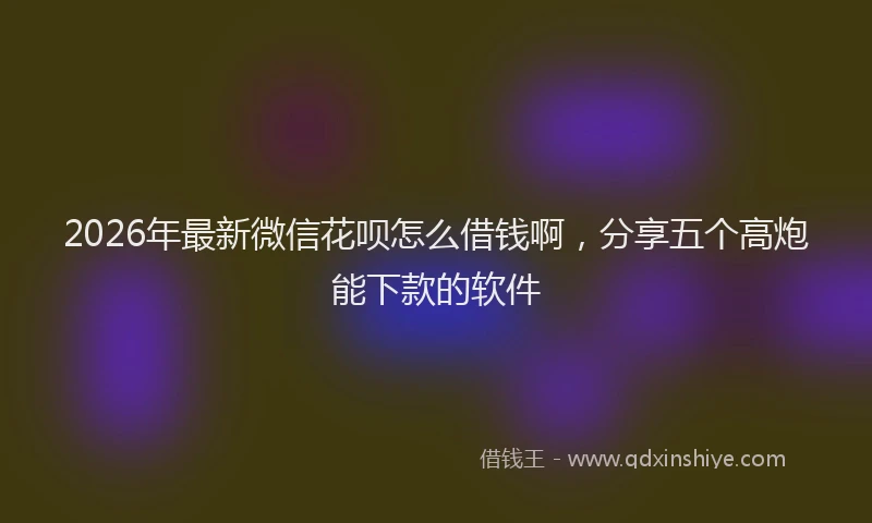2026年最新微信花呗怎么借钱啊，分享五个高炮能下款的软件