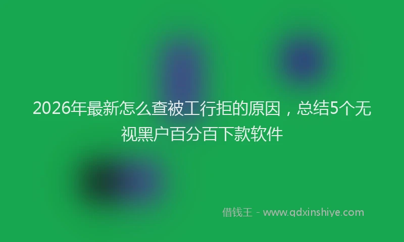 2026年最新怎么查被工行拒的原因，总结5个无视黑户百分百下款软件