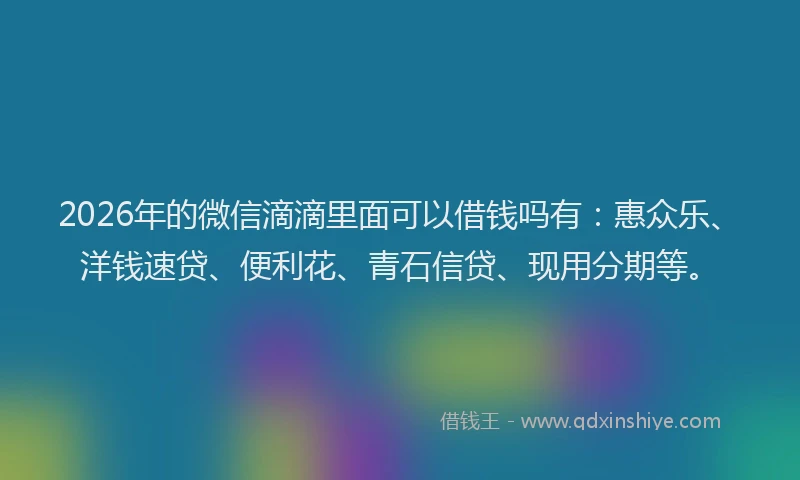 2026年的微信滴滴里面可以借钱吗有：惠众乐、洋钱速贷、便利花、青石信贷、现用分期等。